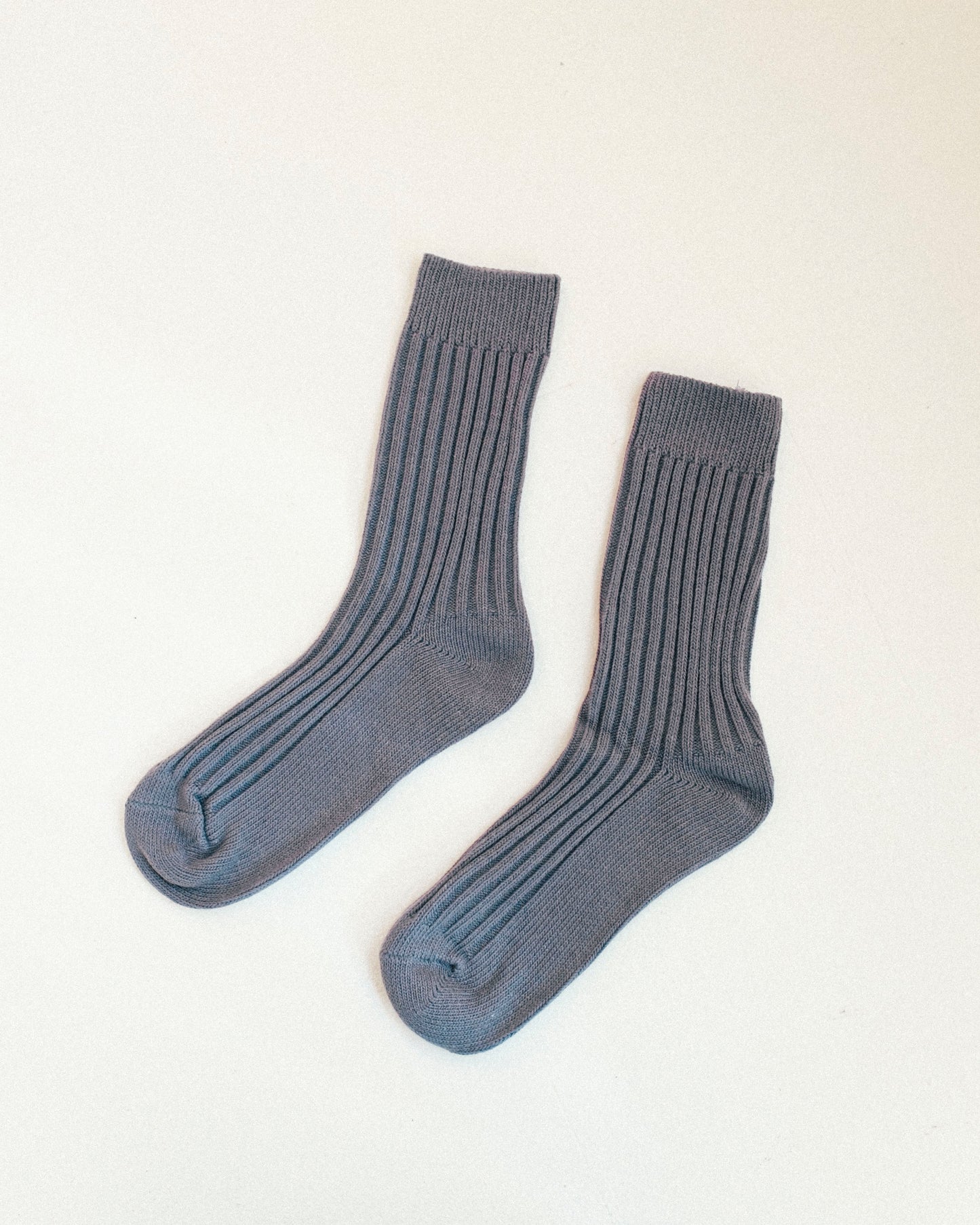 Ribbed Cotton High Socks - Storm