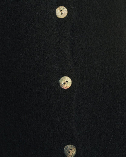 Bubble Sleeve Mohair Cardigan: Noir