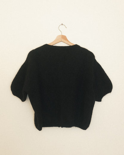 Bubble Sleeve Mohair Cardigan: Noir