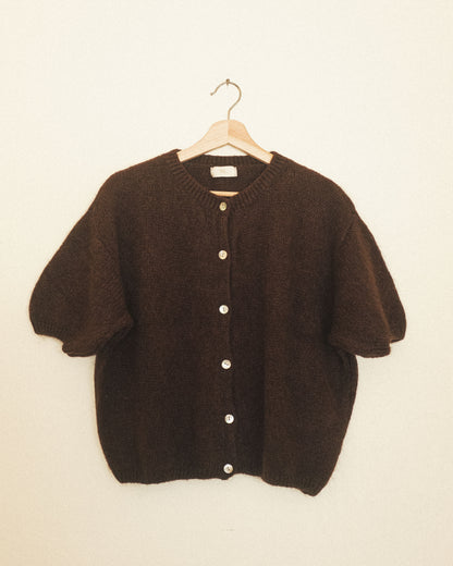 Bubble Sleeve Mohair Cardigan: Cocoa