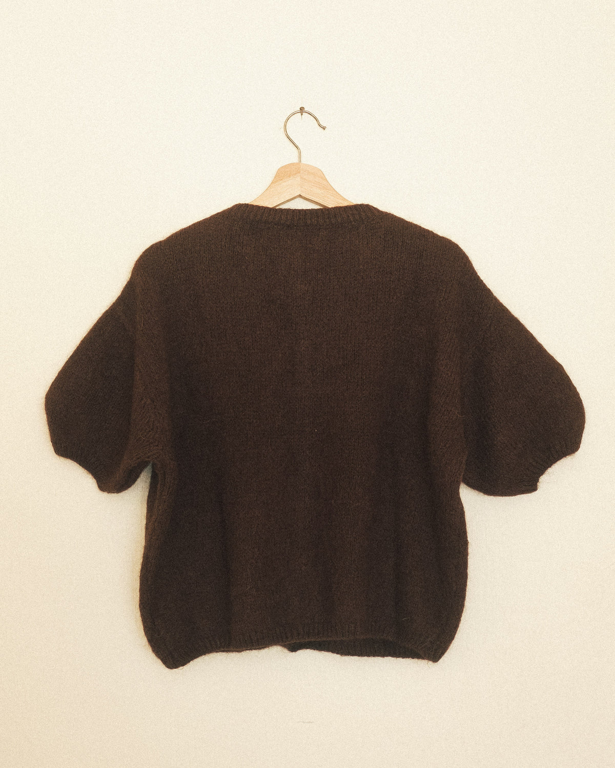 Bubble Sleeve Mohair Cardigan: Cocoa