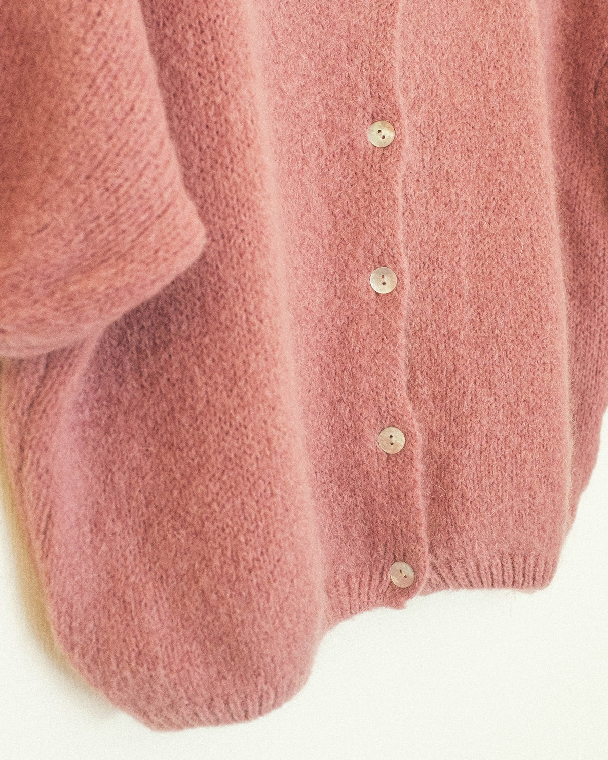 Bubble Sleeve Mohair Cardigan: Rose
