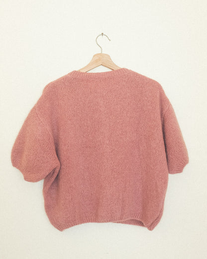 Bubble Sleeve Mohair Cardigan: Rose
