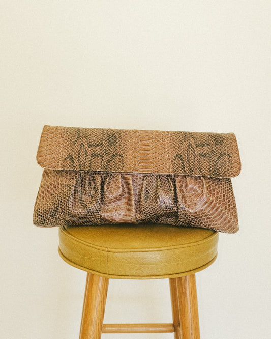 Oversized Python Clutch