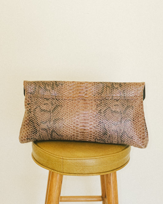 Oversized Python Clutch