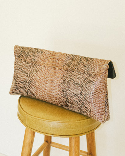 Oversized Python Clutch