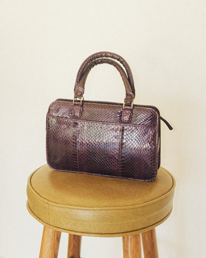 Plum Eel Skin Mini Handbag