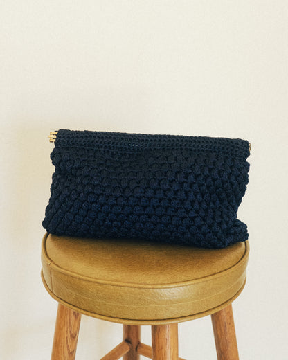 Navy Knit Clutch