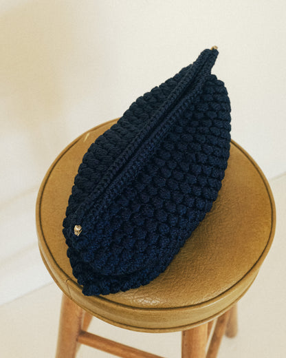 Navy Knit Clutch