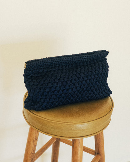 Navy Knit Clutch