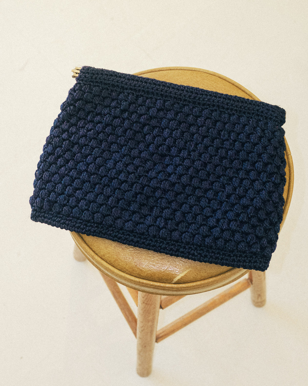 Navy Knit Clutch