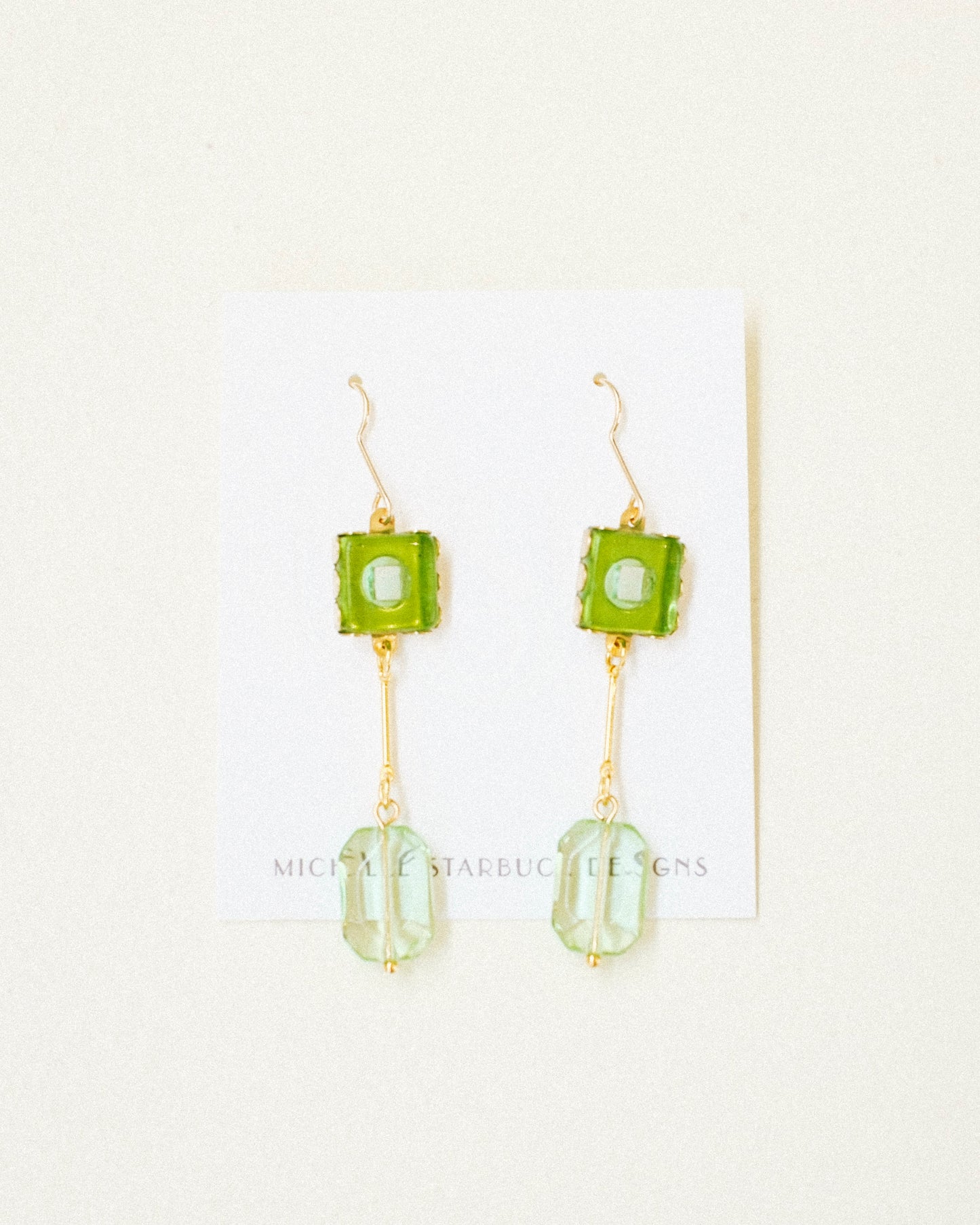 Peridot Glass Drop Earrings