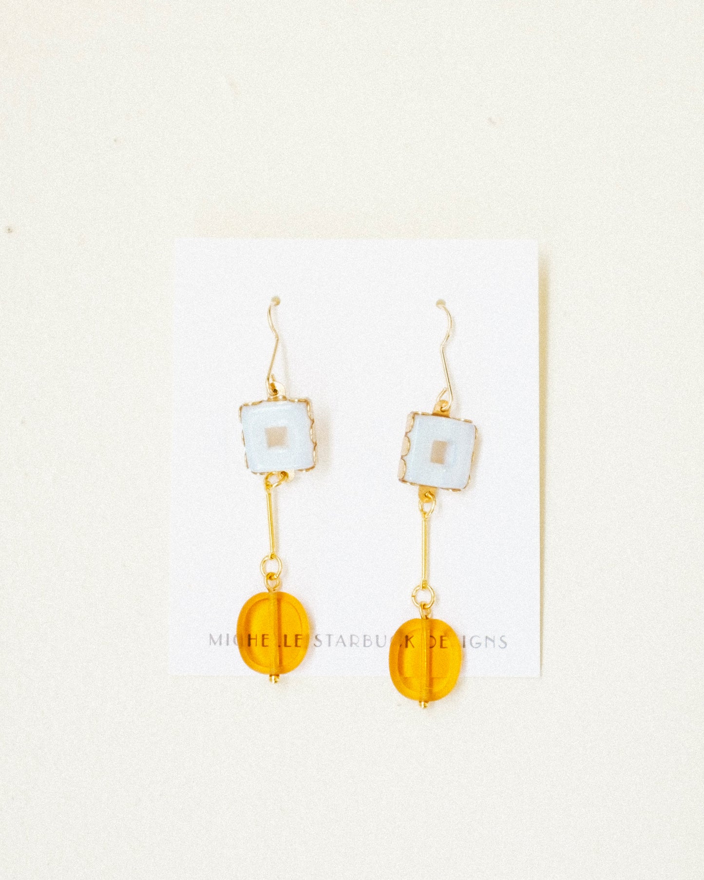 Pale Blue + Topaz Glass Drop Earrings