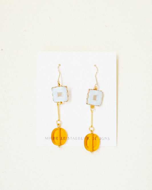 Pale Blue + Topaz Glass Drop Earrings