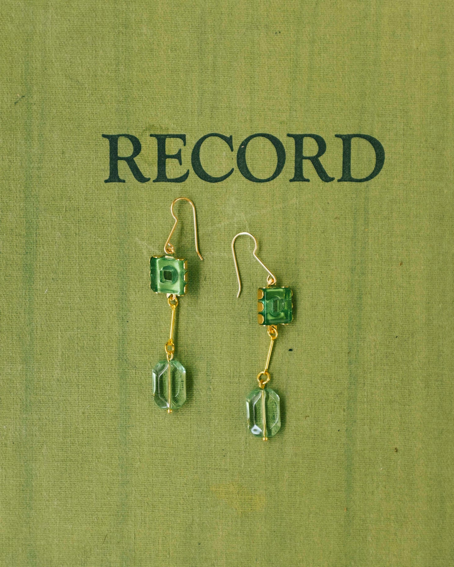 Peridot Glass Drop Earrings