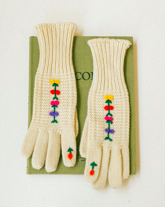 Knit Flower Gloves