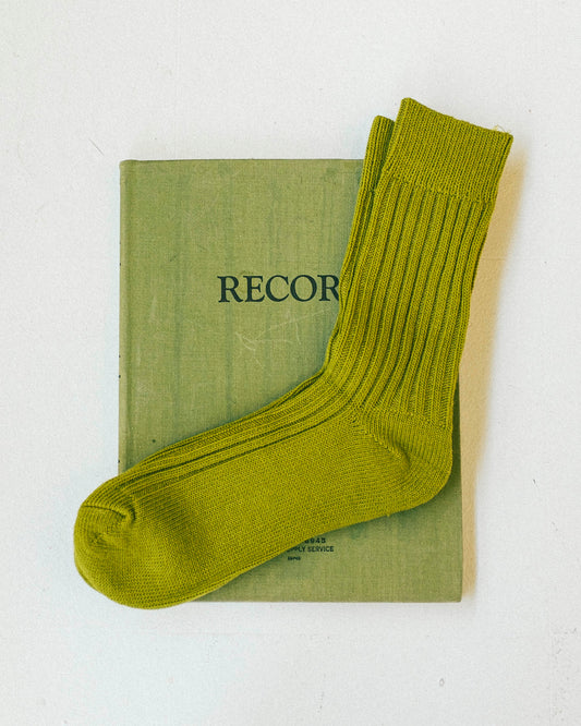 Ribbed Cotton High Socks - Olive