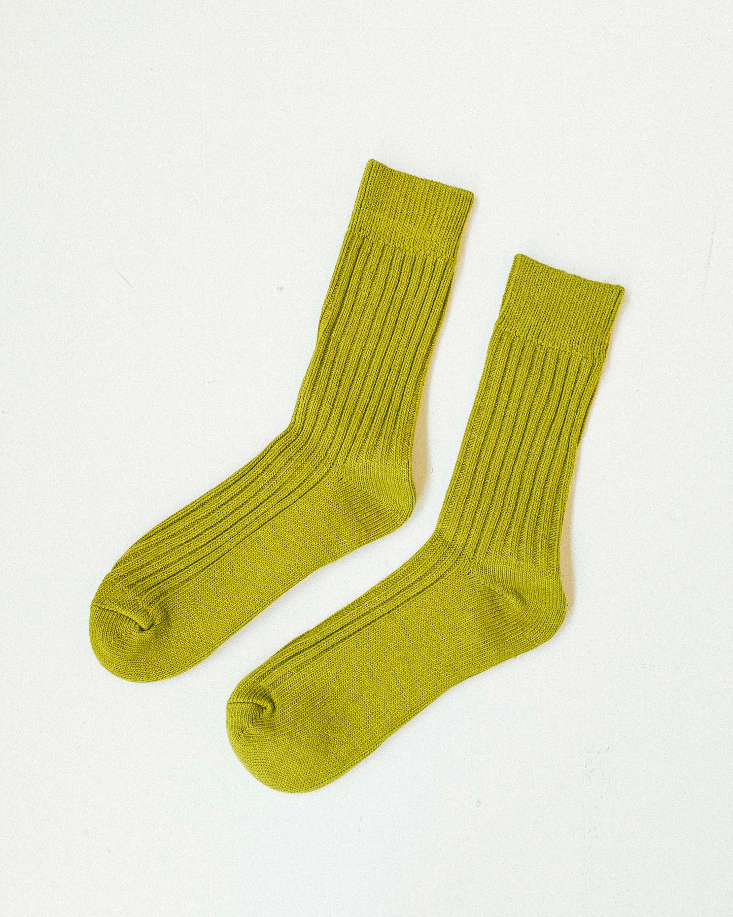 Ribbed Cotton High Socks - Olive