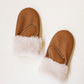 Stitched Shearling Mittens - Caramel