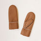 Stitched Shearling Mittens - Caramel