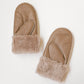 Stitched Shearling Mittens - Cookie