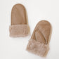 Stitched Shearling Mittens - Cookie