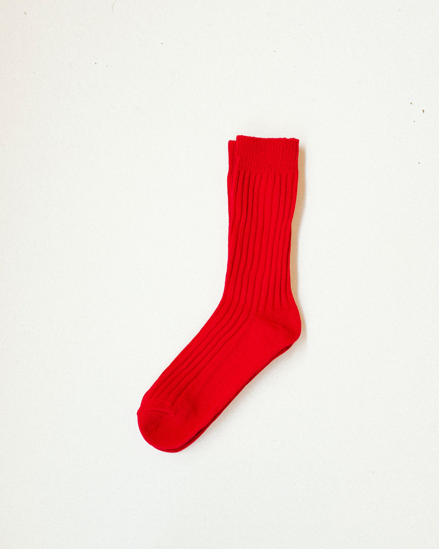 Ribbed Cotton High Socks - Cherry