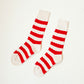 Chunky Ribbed High Socks - Cherry Stripe