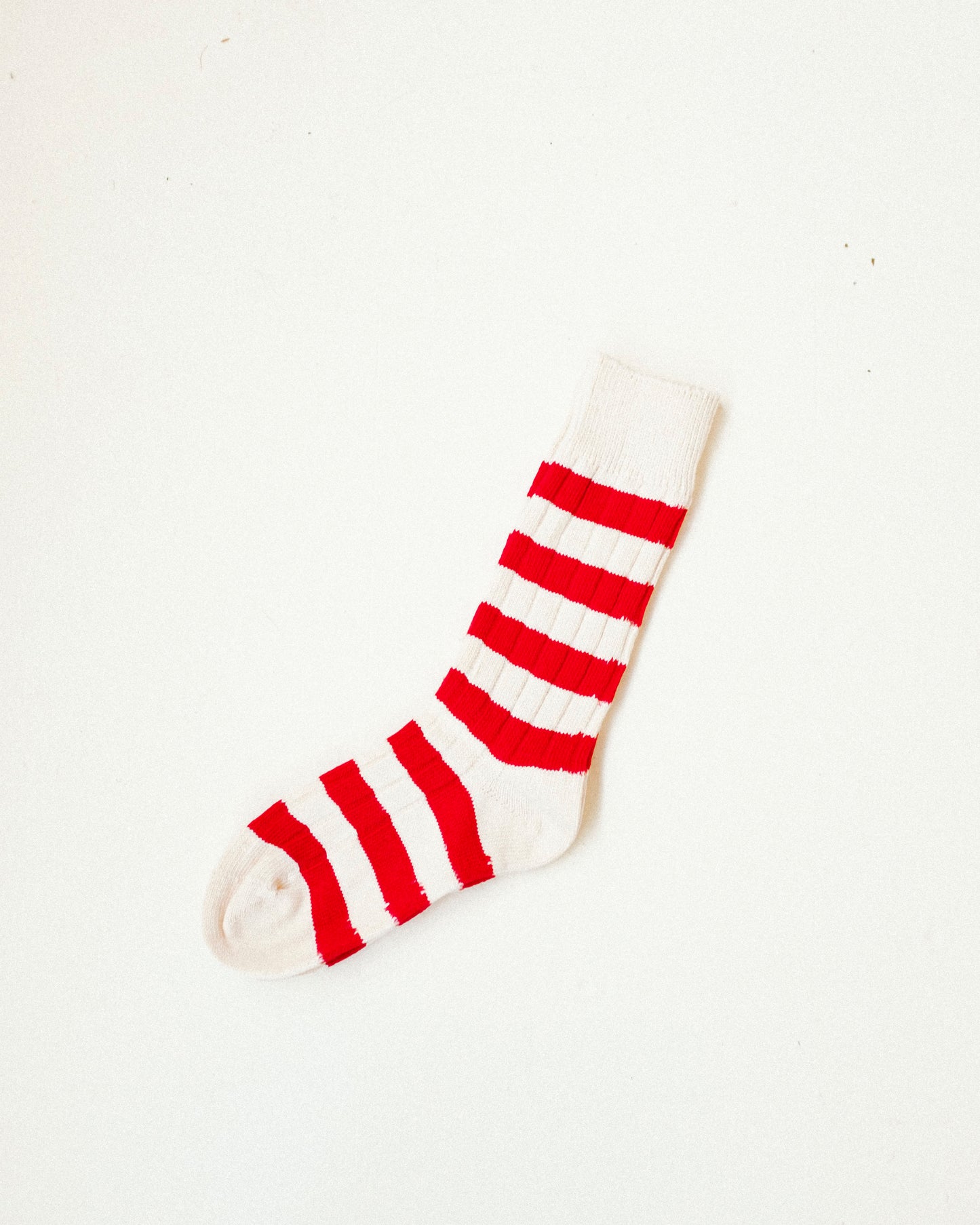 Chunky Ribbed High Socks - Cherry Stripe