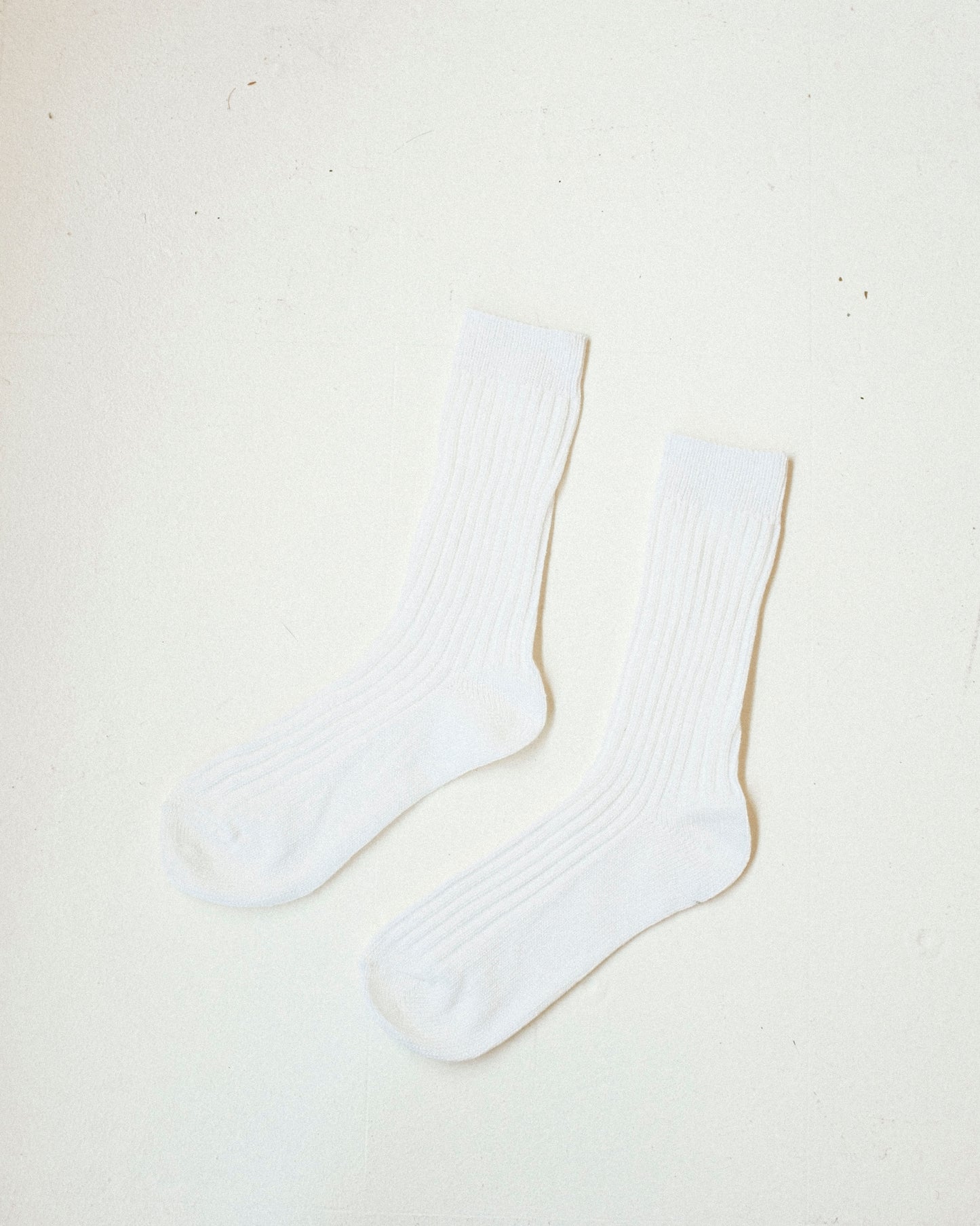 Ribbed Cotton High Socks - Pearl