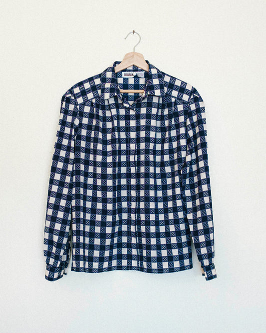 Navy Check Button Up