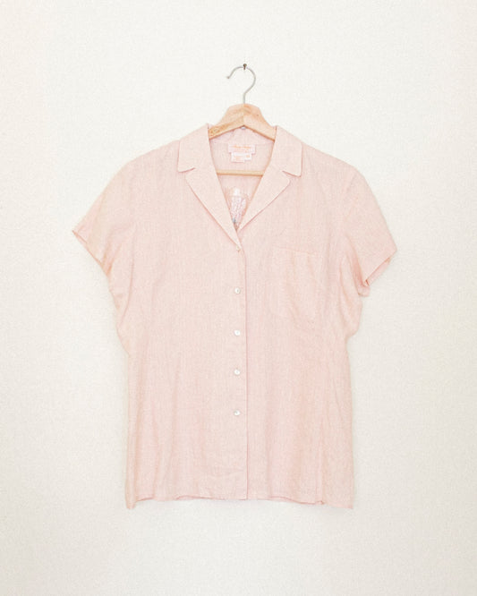 Peach Linen Button Up