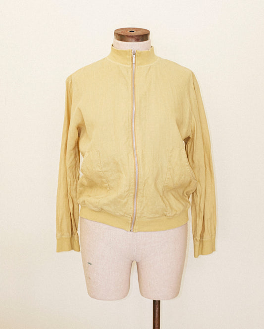 Mustard Linen Bomber Jacket