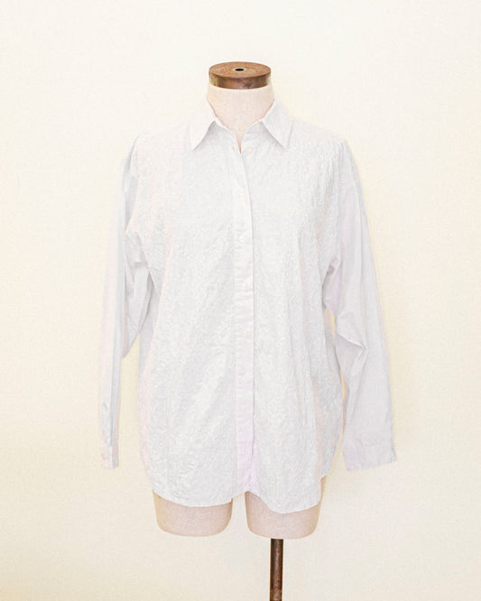 White Embroidered Button Up