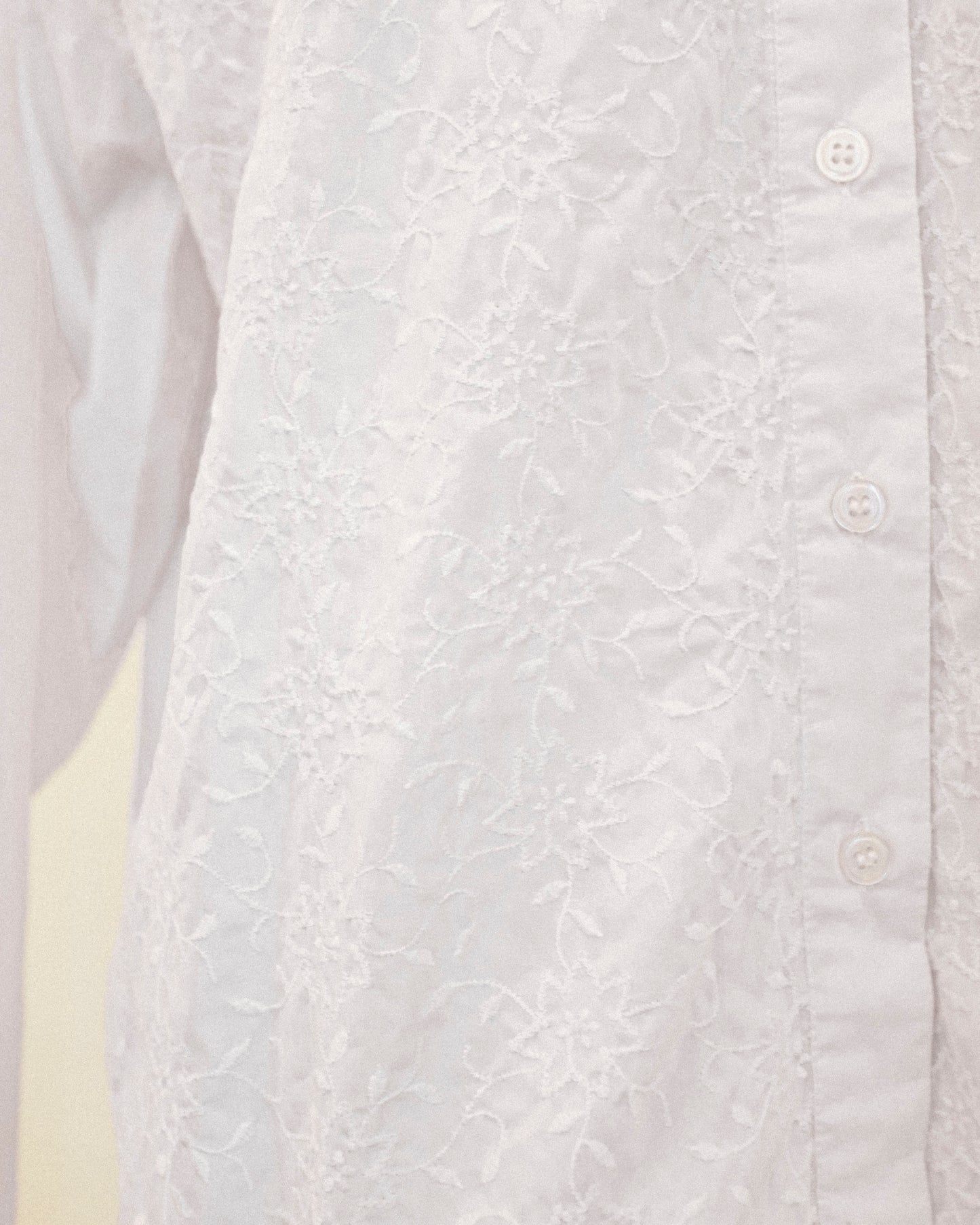 White Embroidered Button Up