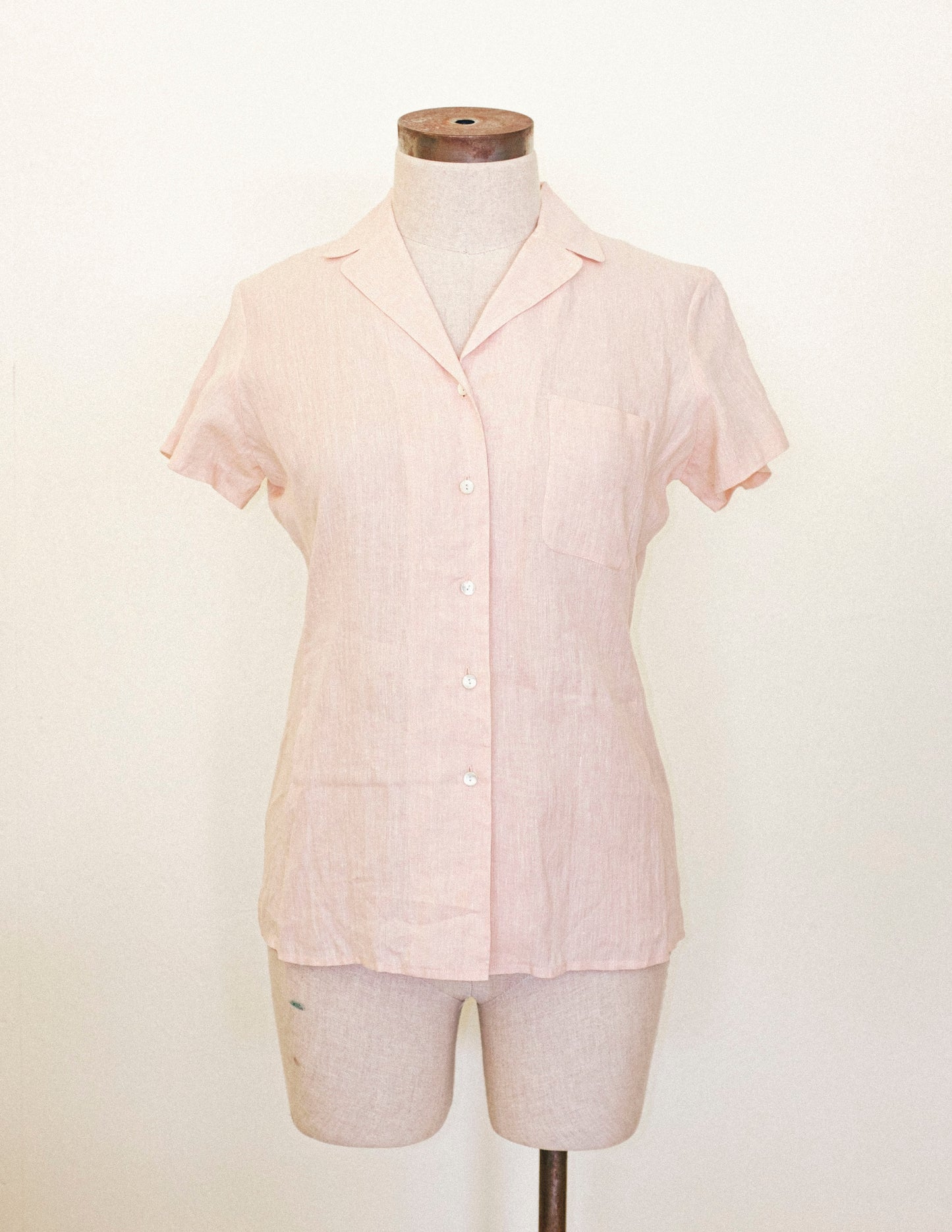 Peach Linen Button Up