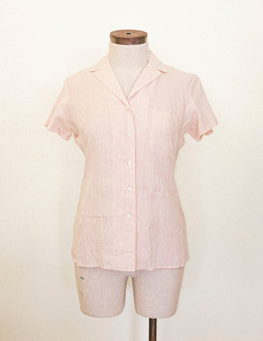 Peach Linen Button Up