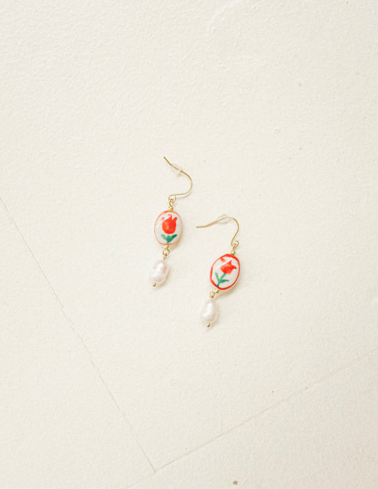 Red Tulip Earrings