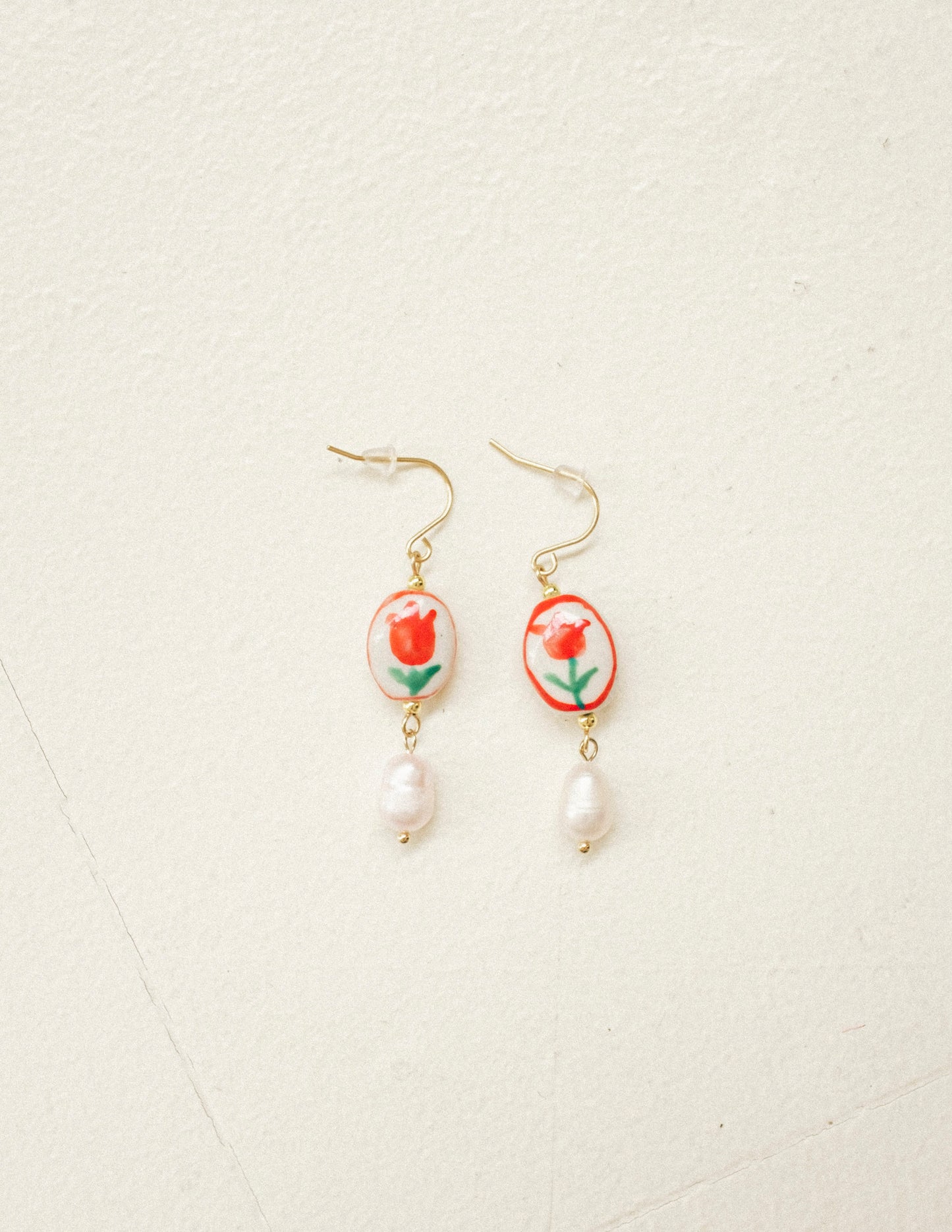 Red Tulip Earrings