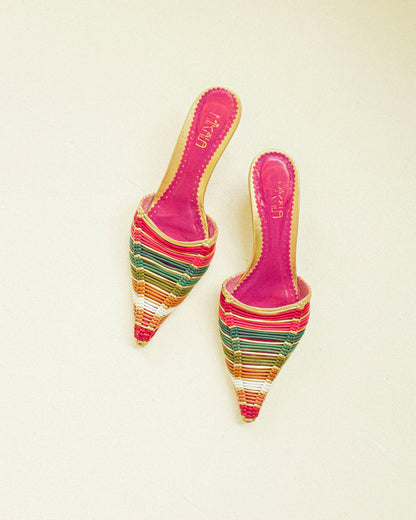Rainbow Leather Kitten Heels 7.5
