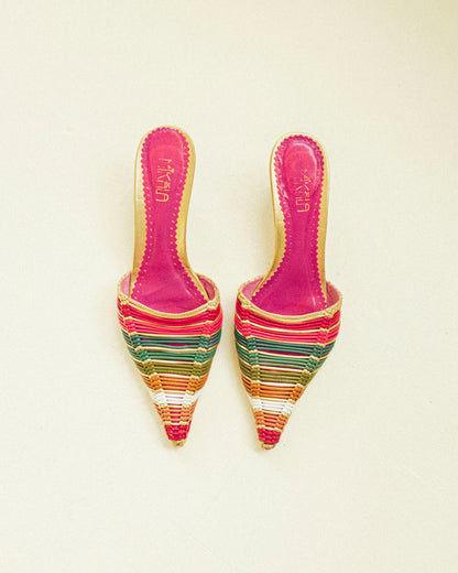 Rainbow Leather Kitten Heels 7.5