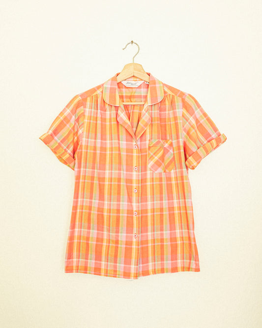 Tangerine Plaid Button Up