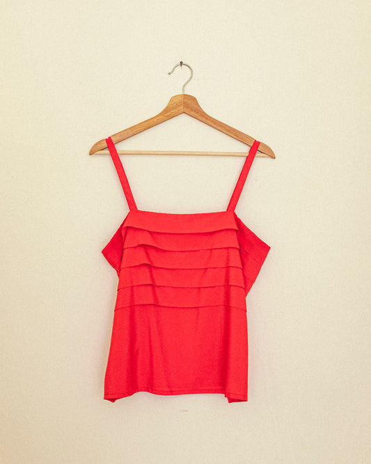 Poppy Pleated Tank