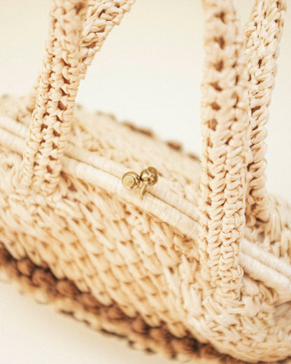 Striped Raffia Handbag