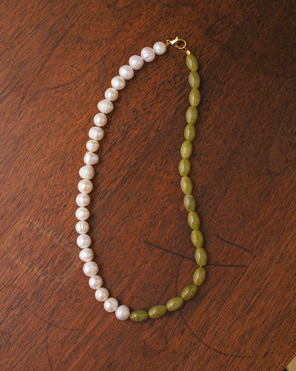 Peridot + Pearl Necklace