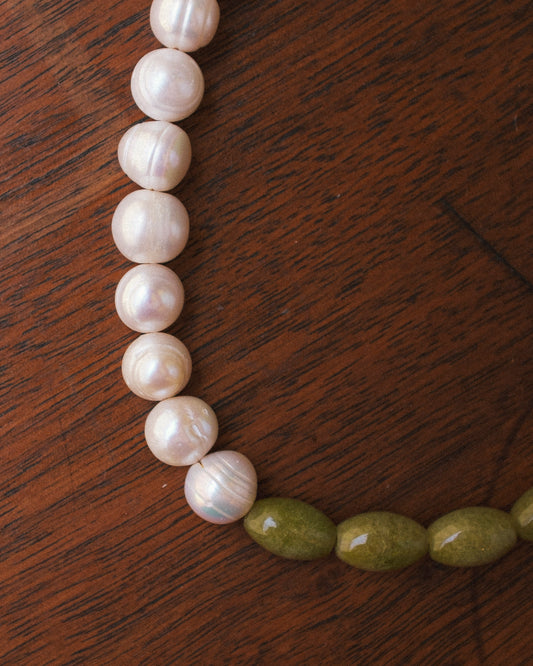 Peridot + Pearl Necklace