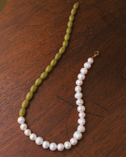 Peridot + Pearl Necklace