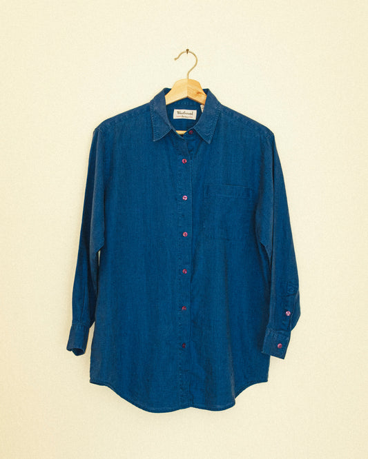 Indigo Linen Button Up
