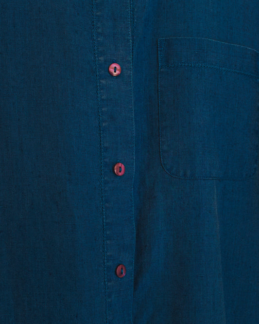Indigo Linen Button Up