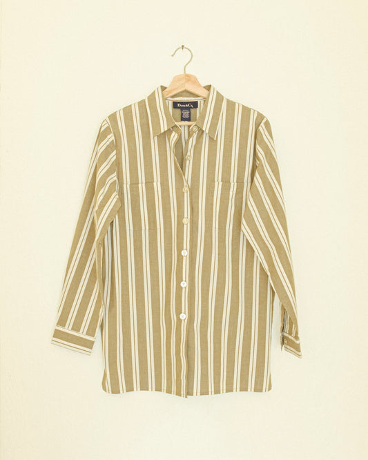 Olive Stripe Button Up